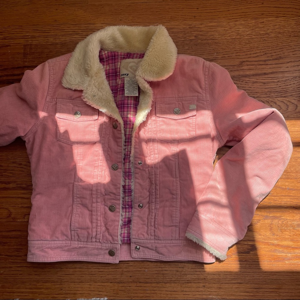 Pink Roxy Sherpa corduroy jacket